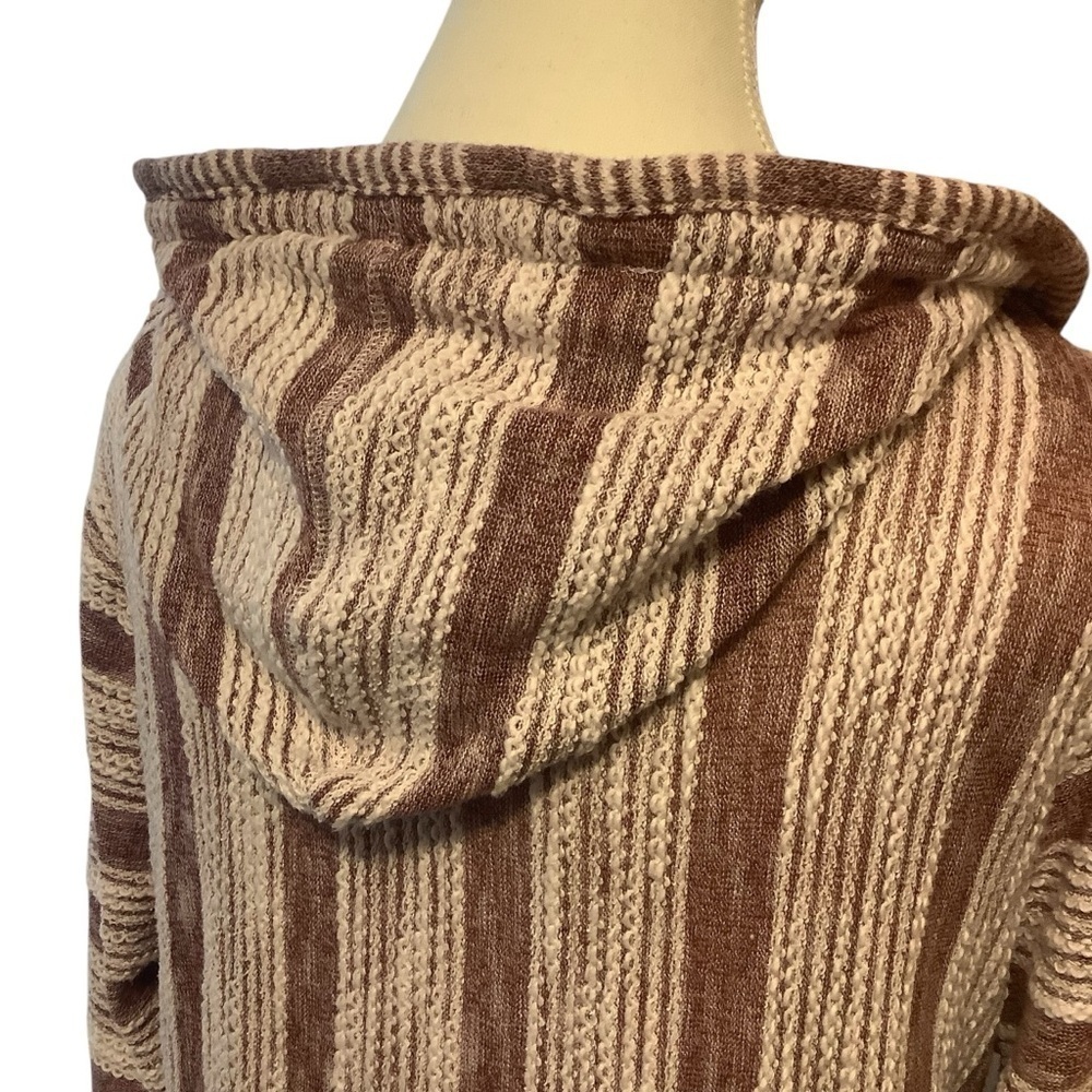 SIMPLY NOELLE PURPLE & WHITE STRIPED LONG SLEEVE HOODED SWEATER Size L/XL - Picture 5 of 15